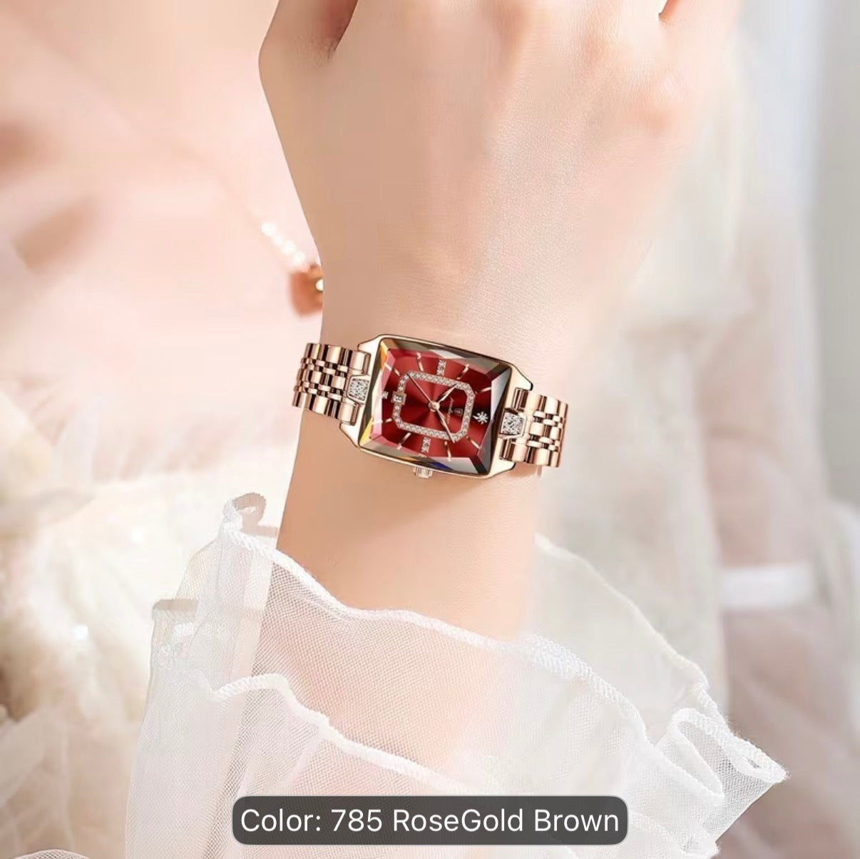 POEDAGAR Elegant Women's Watch Date Women's Watch Stainless Steel Rectangular Quartz Watch Women's Reloj
